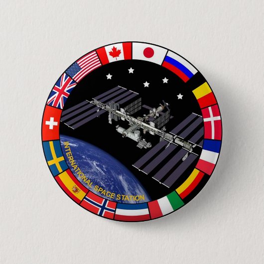 ISS-leden Composite Logo Ronde Button 5,7 Cm (Voorkant)