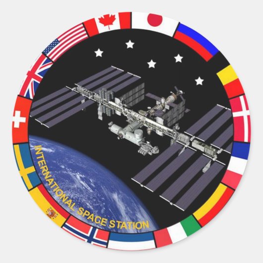 ISS-leden Composite Logo Ronde Sticker (Voorkant)