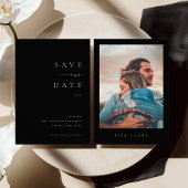 ISSA Black Elegant Save the Date Invite with Photo Kaart