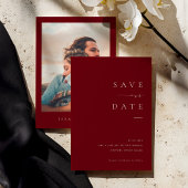 ISSA Bugundy Elegant Save the Date Photo Invite Kaart