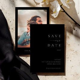 ISSA Zwarte Elegante Save the Date-uitnodiging met Kaart