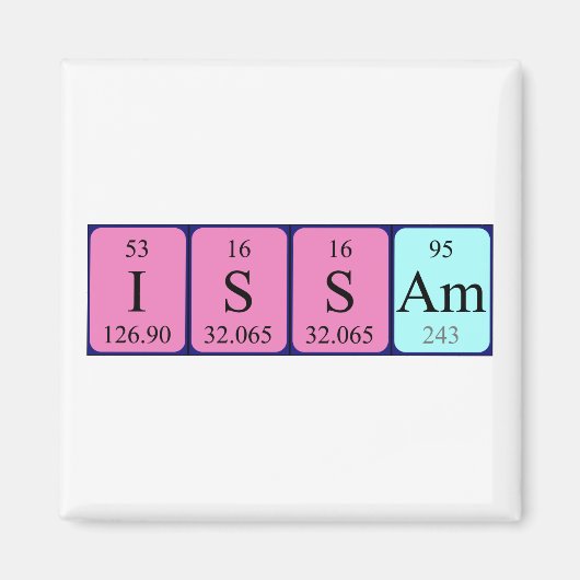 Issam periodieke table name magnet (Voorkant)