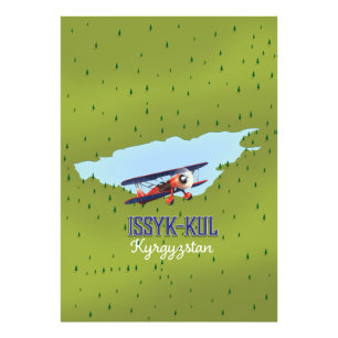 Issyk-Kul Kirgizië meer reizen poster kunst.