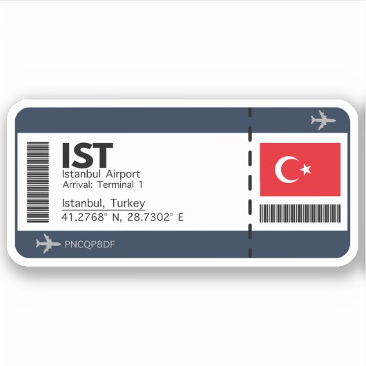 IST Istanbul-boarding pass - Airport Ticket Sticker (Voorkant)