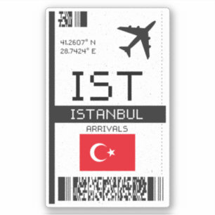 IST Istanbul Boarding Pass - Turkije Reizen Sticker