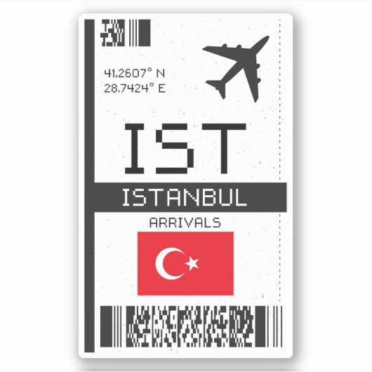 IST Istanbul Boarding Pass - Turkije Reizen Sticker (Voorkant)