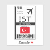 IST Istanbul Boarding Pass - Turkije Reizen Sticker (Vel)