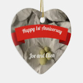 Ist, of Jubileum van papier, hart met bloemen Keramisch Ornament (Rechts)