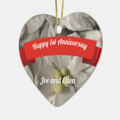 Ist, of Jubileum van papier, hart met bloemen Keramisch Ornament (Links)