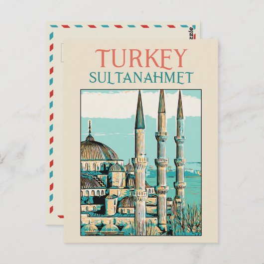 Istambul Blue Mosque afbeelding Turkey Briefkaart (Voorkant / Achterkant)