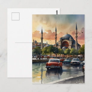 Istanboel aquarel kunst briefkaart