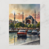 Istanboel aquarel kunst briefkaart (Voorkant)