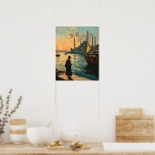 Istanboel: Blauwe Moskee & Bosporus  Briefkaart Poster (Keuken)