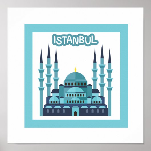 Istanboel Poster in blauw (Voorkant)