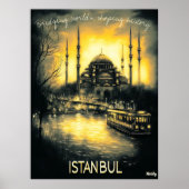 Istanboel Silhouet - Kooltekening Monochrome Kunst Poster (Voorkant)