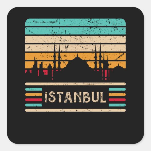 Istanboel  skyline sultan moskee Turkije Vierkante Sticker (Voorkant)