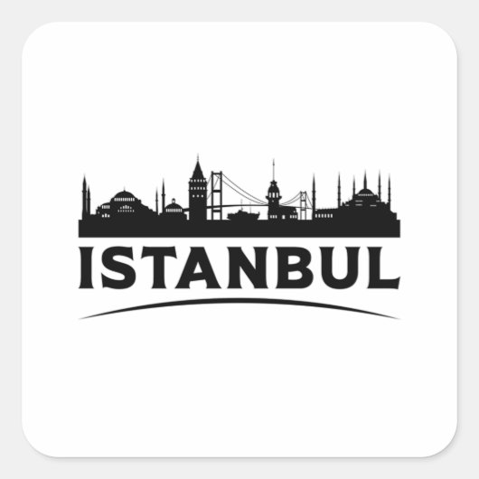Istanboel Turkije City City Skyline Cadeau Idee Vierkante Sticker (Voorkant)