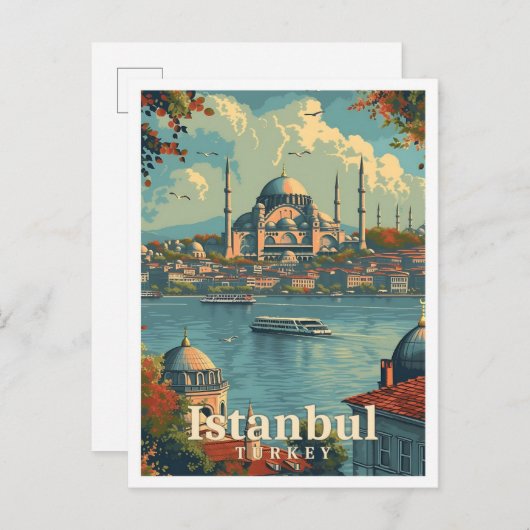 Istanboel Turkije  Kunst Reizen Illustratie Briefkaart (Voorkant / Achterkant)