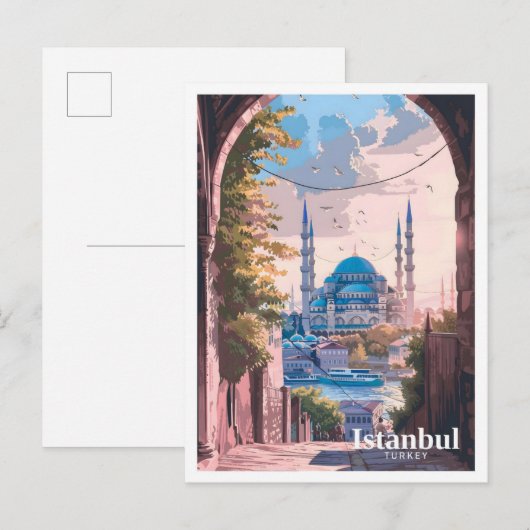 Istanboel Turkije Kunst Vintage Schilderij Reizen Briefkaart (Voorkant / Achterkant)