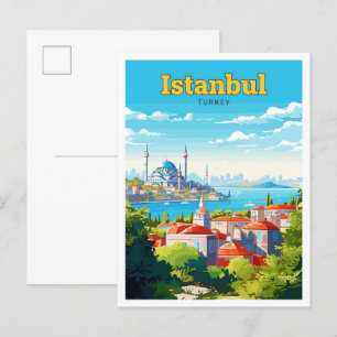 Istanboel Turkije Reizen Illustratie Briefkaart