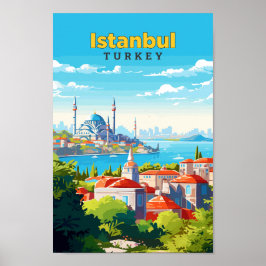 Istanboel Turkije Reizen Kunst Vintage Illustratie Poster