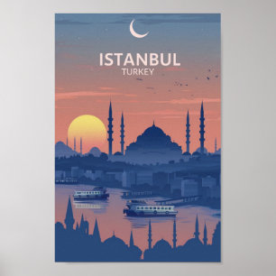 Istanboel Turkije Vintage Beroemde Reisplaats Poster