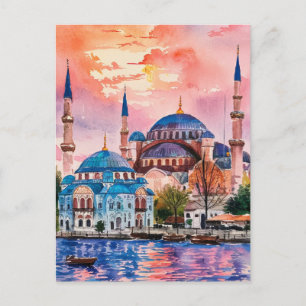 Istanboel Turkije Waterverf Schilderij Briefkaart