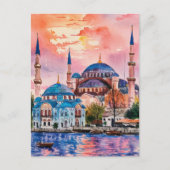 Istanboel Turkije Waterverf Schilderij Briefkaart (Voorkant)