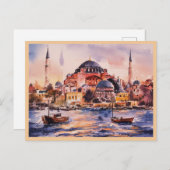 Istanboel Turkije Waterverf Schilderij Briefkaart (Voorkant / Achterkant)