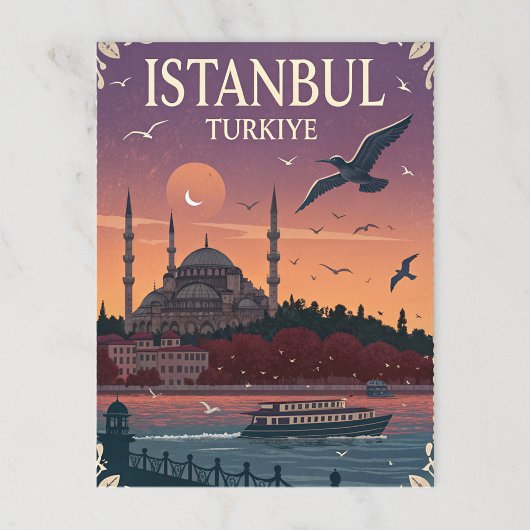 Istanboel Turkije Zonsondergang Briefkaart