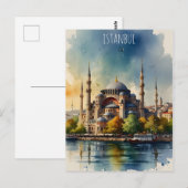 Istanboel waterverf kunst briefkaart (Voorkant / Achterkant)