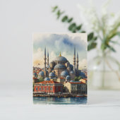 Istanboel waterverf kunst briefkaart (Staand voorkant)