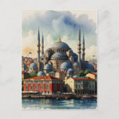 Istanboel waterverf kunst briefkaart (Voorkant)