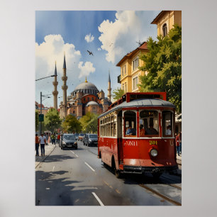 Istanboel waterverf kunst poster