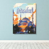 Istanbul Aya Sophia-moskee vintage reisposter Canvas Afdruk (Insitu (Houten vloer))