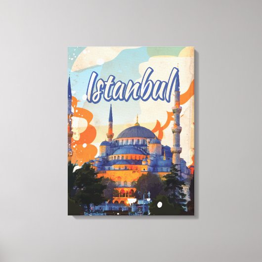 Istanbul Aya Sophia-moskee vintage reisposter Canvas Afdruk (Voorkant)
