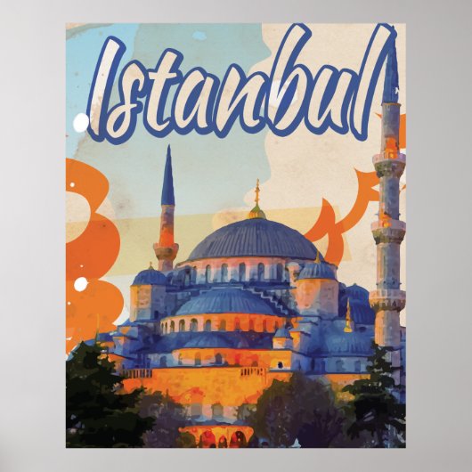 Istanbul Aya Sophia-moskee vintage reisposter Poster (Voorkant)