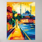 Istanbul Blauwe Moskee in Abstracte Favistische st Poster (Voorkant)