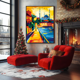 Istanbul Blauwe Moskee in Abstracte Favistische st Poster