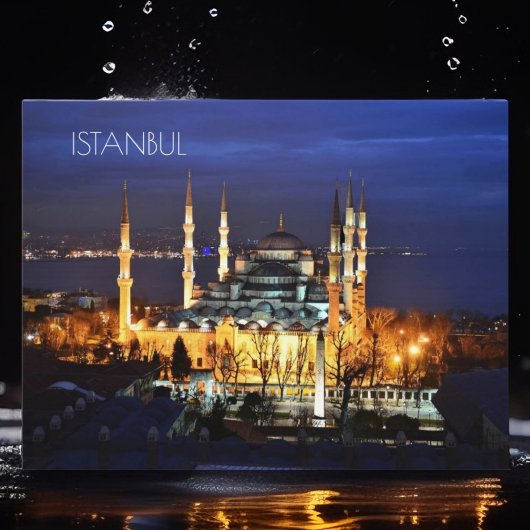Istanbul Blauwe Moskee Nachtlandschap Premium Reiz Briefkaart