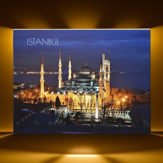 Istanbul Blauwe Moskee Nachtlandschap Premium Reiz Briefkaart