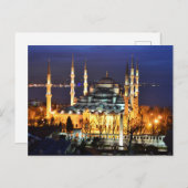 Istanbul Blauwe Moskee Nachtlandschap Premium Reiz Briefkaart (Voorkant / Achterkant)