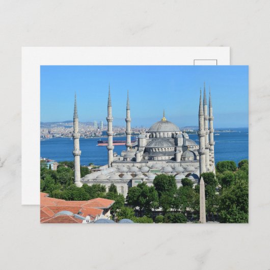 Istanbul Blauwe Moskee Nachtlandschap Premium Reiz Briefkaart (Voorkant / Achterkant)