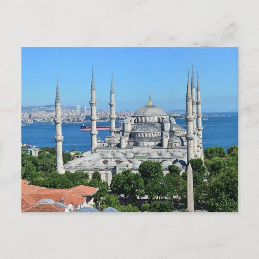 Istanbul Blauwe Moskee Nachtlandschap Premium Reiz Briefkaart (Voorkant)