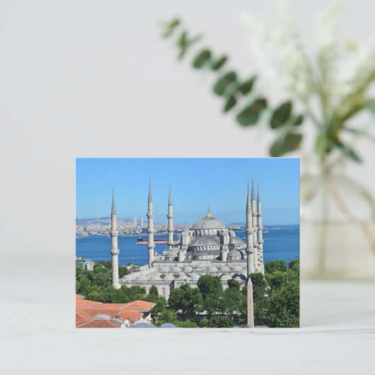 Istanbul Blauwe Moskee Nachtlandschap Premium Reiz Briefkaart (Staand voorkant)
