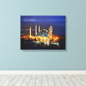 Istanbul Blauwe Moskee Nachtlandschap Premium Reiz Canvas Afdruk (Insitu (Houten vloer))
