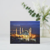 Istanbul Blauwe Moskee Nachtlandschap Premium Reiz Feestdagenkaart (Staand voorkant)