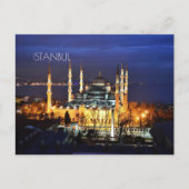 Istanbul Blauwe Moskee Nachtlandschap Premium Reiz Feestdagenkaart (Voorkant)