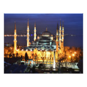 Istanbul Blauwe Moskee Nachtlandschap Premium Reiz Foto Afdruk (Voorkant)