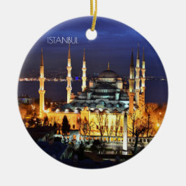 Istanbul Blauwe Moskee Nachtlandschap Premium Reiz Keramisch Ornament